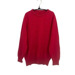 TEX Unisex Solid Red 100% Wool Long Sleeve Holiday Sweater